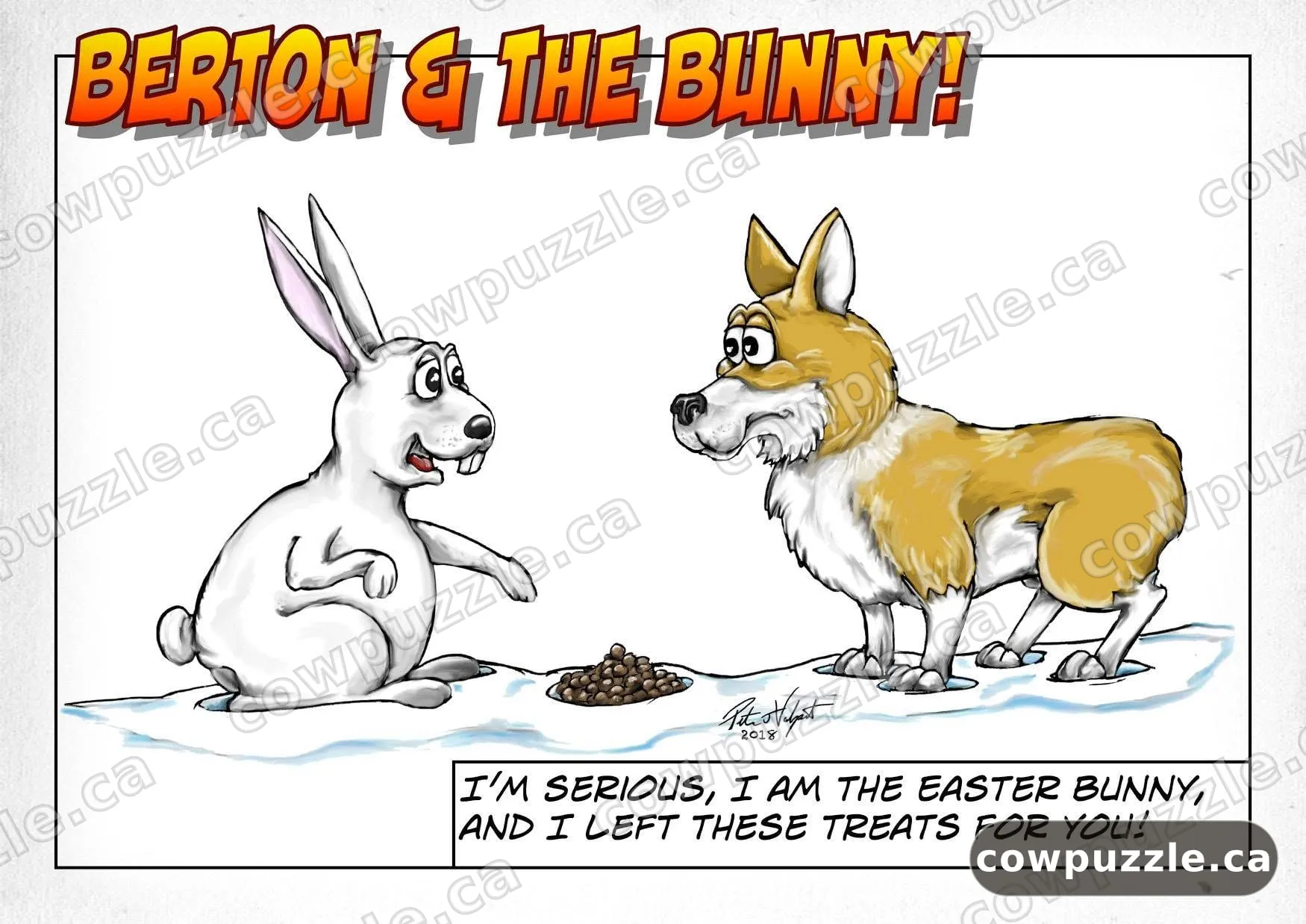 Berton & the Bunny — “I’m serious, I am the Easter Bunny, and I left these treats for you!”